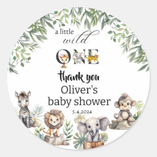 Sticker Rond nature sauvage baby shower safari animaux