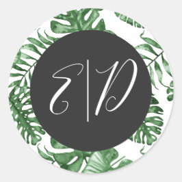Sticker Rond Nature tropicale rustique Mariage de verdure botan
