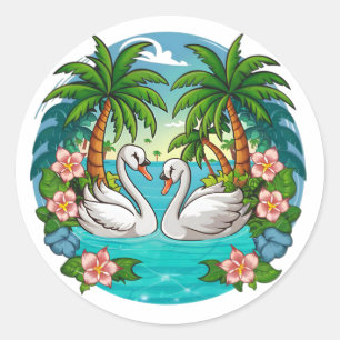 Sticker Rond NatureLovers, Swans