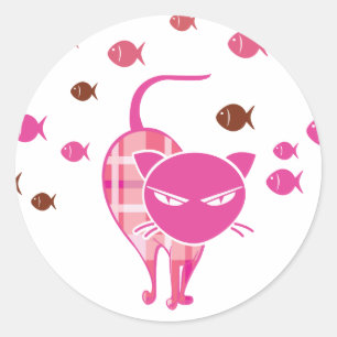 Sticker Rond Naughty Cat