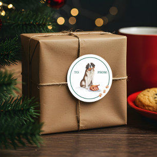 Sticker Rond Naughty Chien Aquarelle St Bernard Manger Turquie