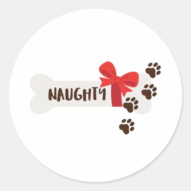 Sticker Rond Naughty Dog Bone (Devant)