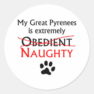 Sticker Rond Naughty Great Pyrenees