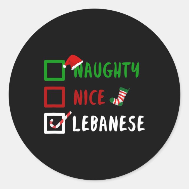 Sticker Rond Naughty Nice Libanais Drôle Liban Noël Sant (Devant)