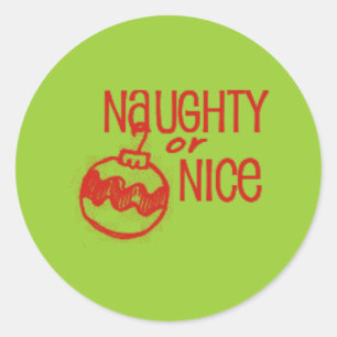 Sticker Rond Naughty ou Nice Noël