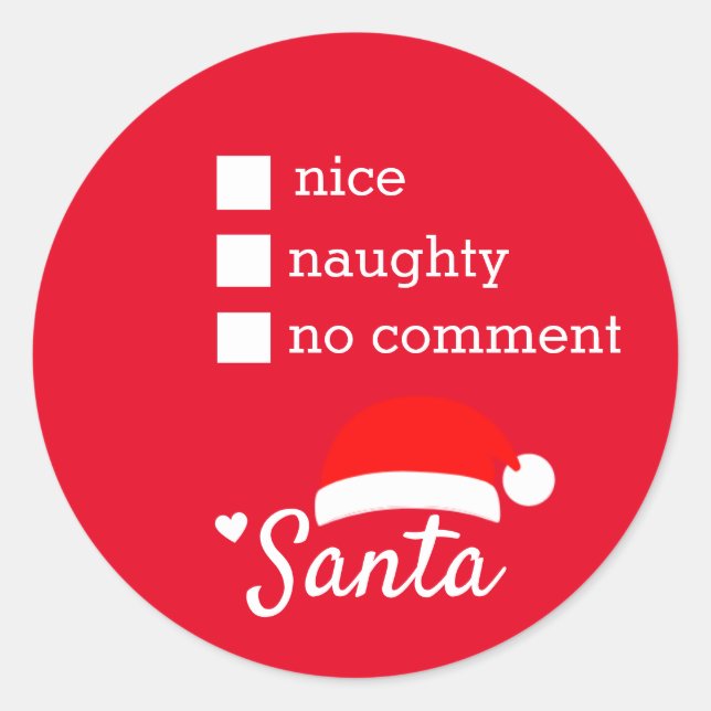 Sticker Rond Naughty rouge ou Nice Père Noël Noël (Devant)