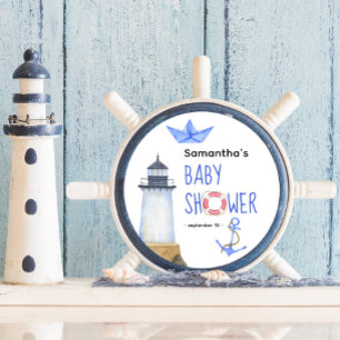 Sticker Rond Nautical aquarelle - Baby shower