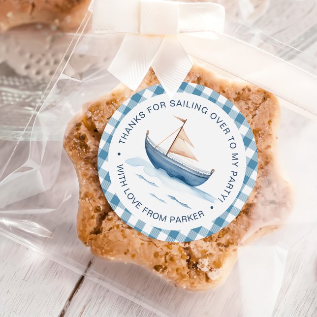 Sticker Rond Nautical Blue Boy moderne 1er anniversaire (Créateur téléchargé)