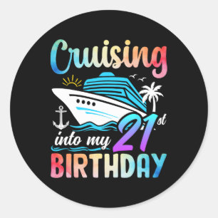 Sticker Rond Naviguer vers mon 21e anniversaire 21 ans Annivers