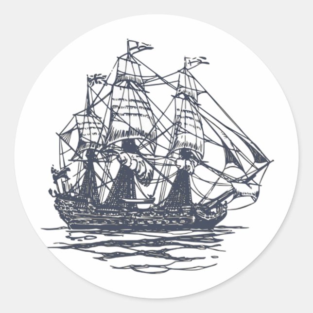 Sticker Rond Navire nautique (Devant)