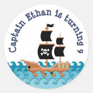 Sticker Rond Navire pirate
