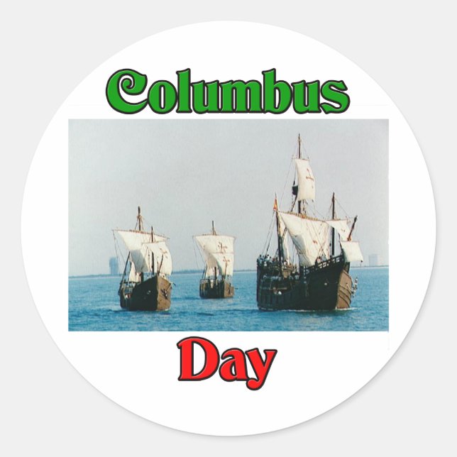 Sticker Rond Navires Columbus Day (Devant)