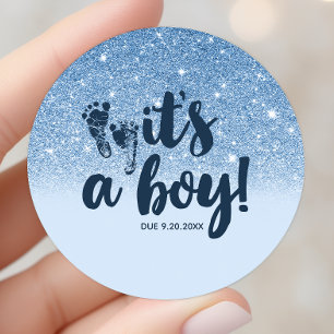 Sticker Rond Navy Baby Blue Parties scintillant Ombre C'est un 