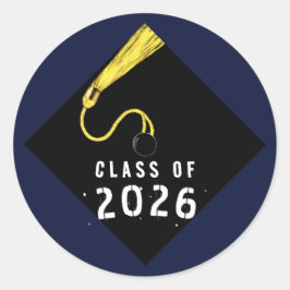 Sticker Rond Navy Blue Graduation 2026