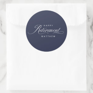 Sticker Rond Navy Blue Simple Elegant Retraite Party