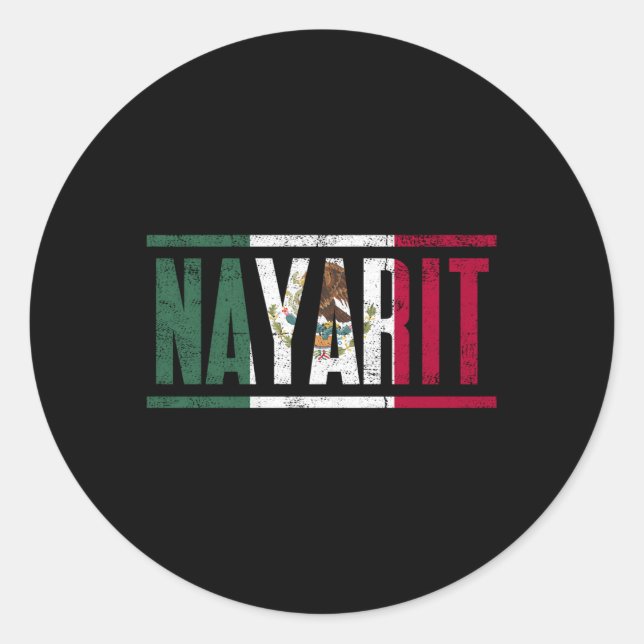 Sticker Rond Nayarit Con La Bandera De Mã©Xico (Devant)