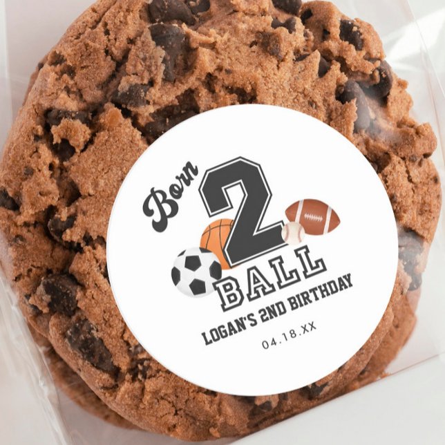 Sticker Rond Né 2 Ball Sport Thématique Garçon 2e fête d'annive (Créateur téléchargé)