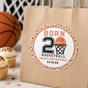 Sticker Rond Né 2 Basketball   2e anniversaire du garçon sporti