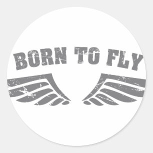 Sticker Rond Né À Des Ailes Volantes