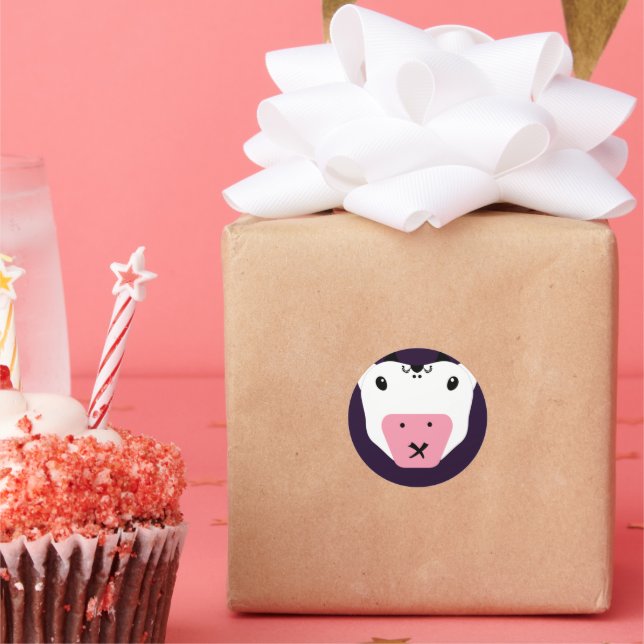 Sticker Rond Ne dites pas Secret Cute Kawaii Cow (Fête)