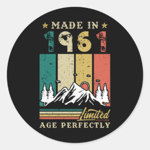 Sticker Rond Né En 1961 Anniversaire