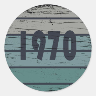 Sticker Rond Né en 1970 cadeau d'anniversaire vintage