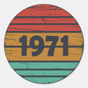 Sticker Rond Né en 1971 anniversaire vintage