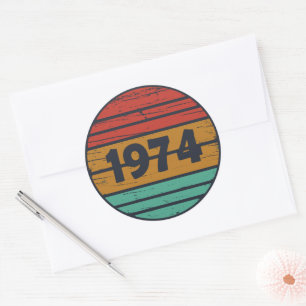 Sticker Rond Né en 1974 vintage 50ème anniversaire fête