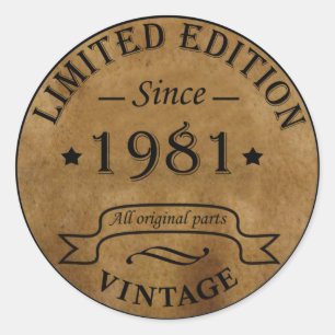 Sticker Rond Né en 1981 anniversaire vintage