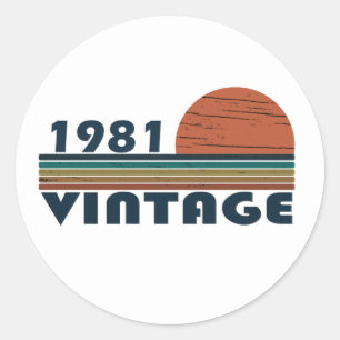 Sticker Rond Né en 1981 cadeau d'anniversaire vintage