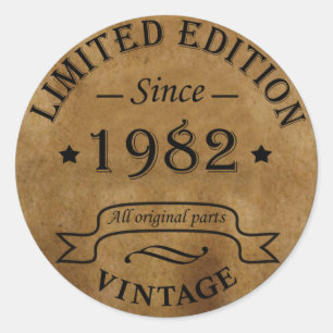 Sticker Rond Né en 1982 anniversaire vintage