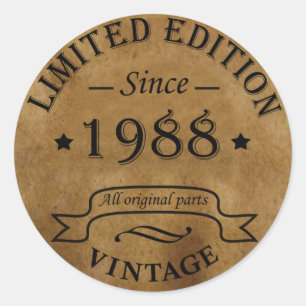 Sticker Rond né en 1988 anniversaire vintage