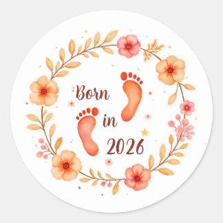 Sticker Rond Né en 20xx (Année modifiable) 