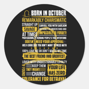 Sticker Rond Né en octobre Faits