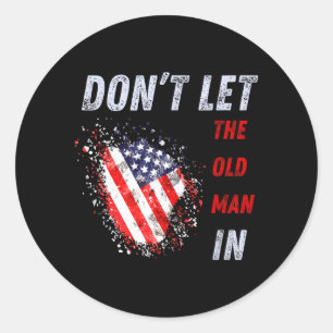 Sticker Rond Ne laissez pas entrer le vieil homme Drapeau améri
