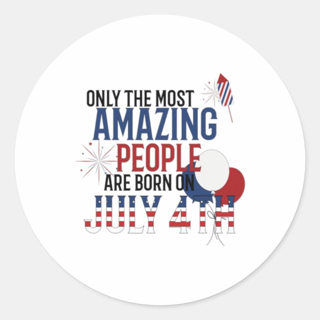 Sticker Rond Né le 4 juillet Fête de l'Indépendance (Devant)