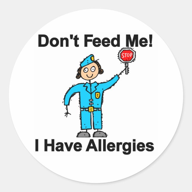 Sticker Rond Ne me nourris pas j'ai des allergies (Devant)