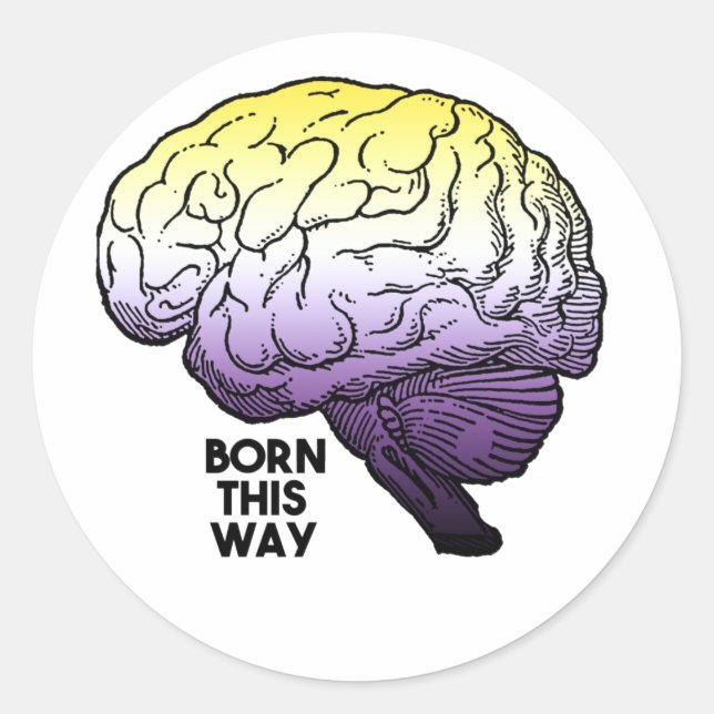 Sticker Rond Né non binaire de cette façon (Devant)
