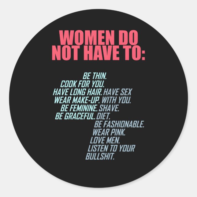 Sticker Rond Ne pas avoir à féminiser (Devant)