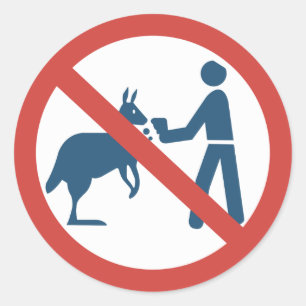 Sticker Rond Ne pas nourrir le panneau Kangaroos, Australie