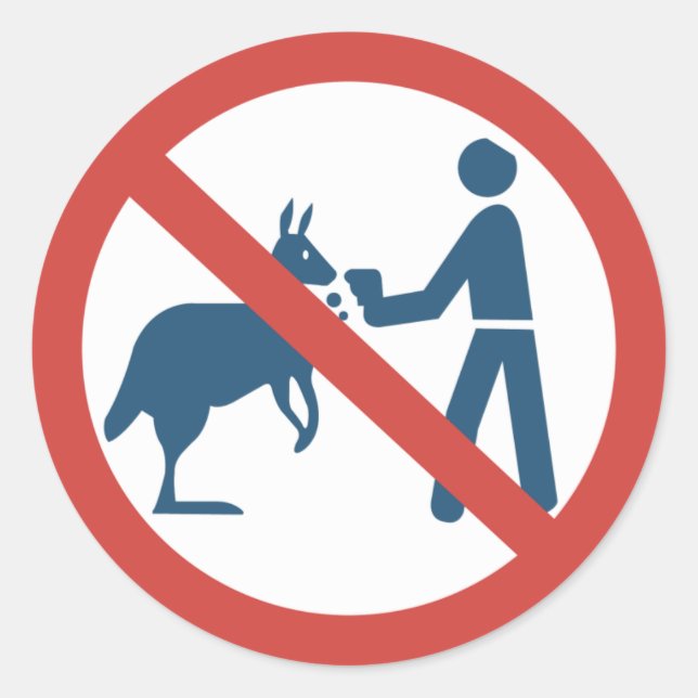 Sticker Rond Ne pas nourrir le panneau Kangaroos, Australie (Devant)