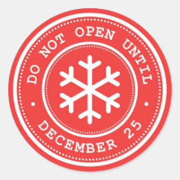 Sticker Rond Ne pas ouvrir avant l'étiquette cadeau Rouge Blanc