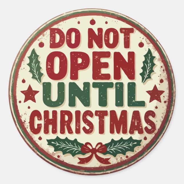 Sticker Rond Ne pas ouvrir avant Noël (Devant)