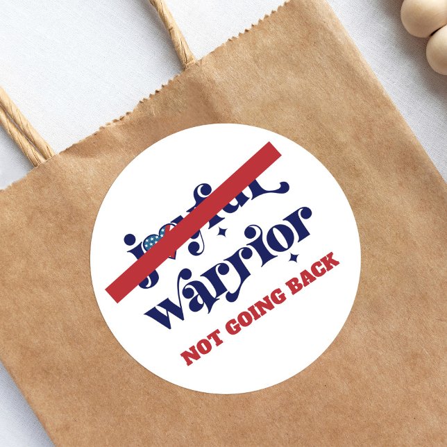 Sticker Rond Ne pas revenir Guerrier Type USA Drapeau Coeur Bla (Créateur téléchargé)