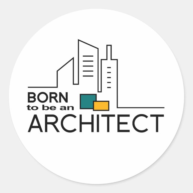 Sticker Rond Né pour être architecte (Devant)