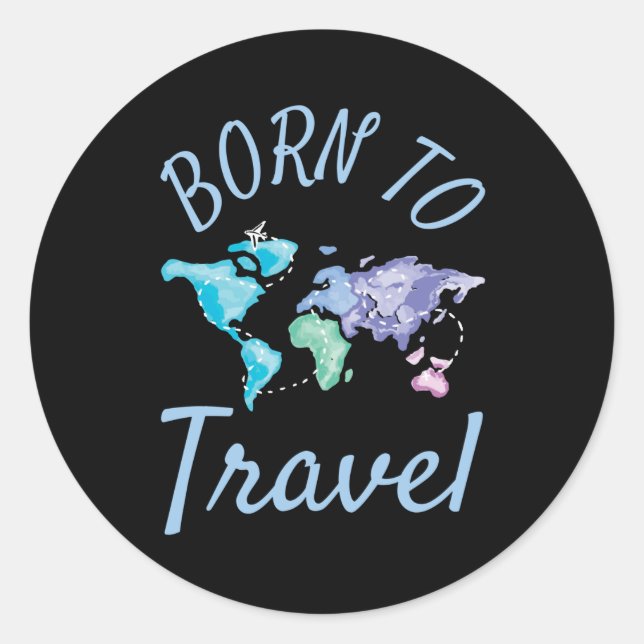 Sticker Rond Né pour voyager (Devant)