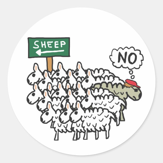 Sticker Rond Ne sois pas un mouton (Devant)