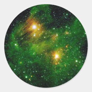 Sticker Rond Nebula du nuage de gaz vert GL490 - Photo spatiale