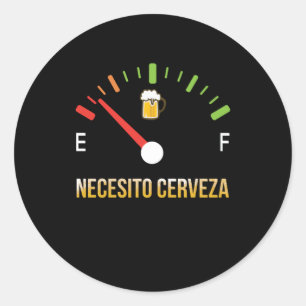 Sticker Rond Necesito Cerveza J'ai besoin de bière en espagnol