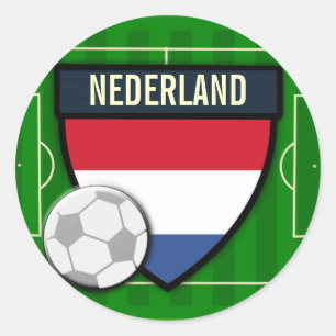 Sticker Rond Nederland Pays-Bas Soccer